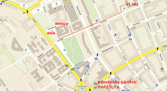 Menza MU v budov� Pr�vnick� fakulty na map�